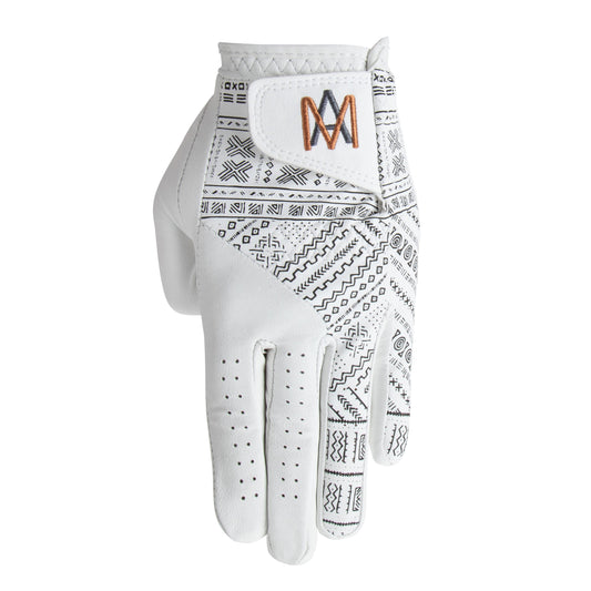Front on picture of The A.M. Tribe TourSoft Golf Glove - Bold Colourful unique design.
